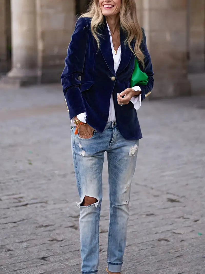 TAILORED BLAZER WITH GOLD BUTTONS FOR WOMEN