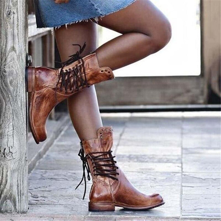 LACE-UP LEATHER BOOTS – GENUINE LEATHER ANKLE BOOTS FOR WOMEN