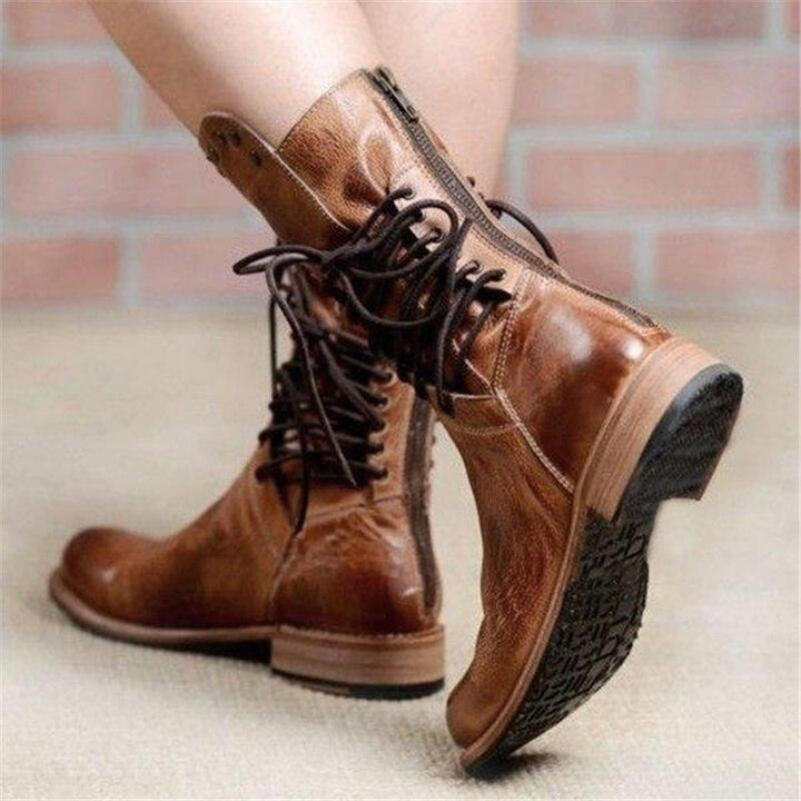 LACE-UP LEATHER BOOTS – GENUINE LEATHER ANKLE BOOTS FOR WOMEN