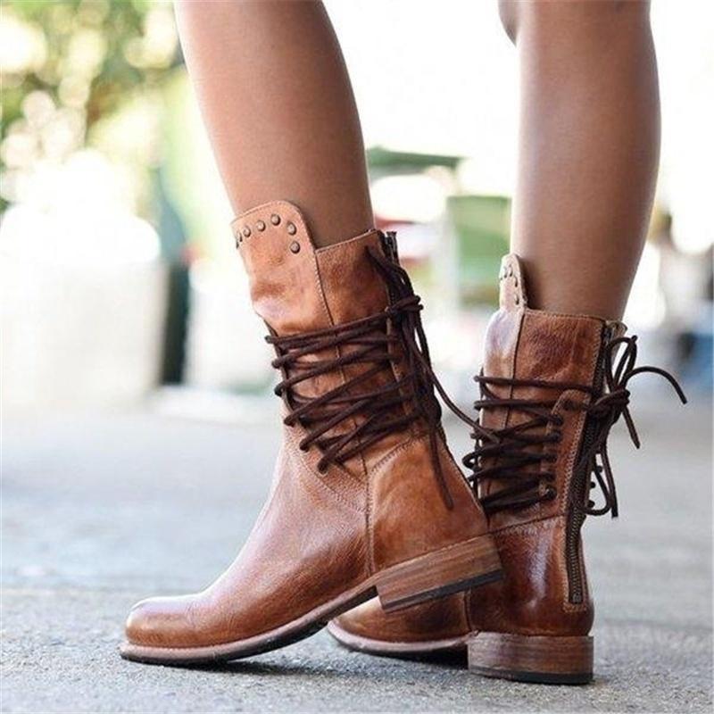 LACE-UP LEATHER BOOTS – GENUINE LEATHER ANKLE BOOTS FOR WOMEN