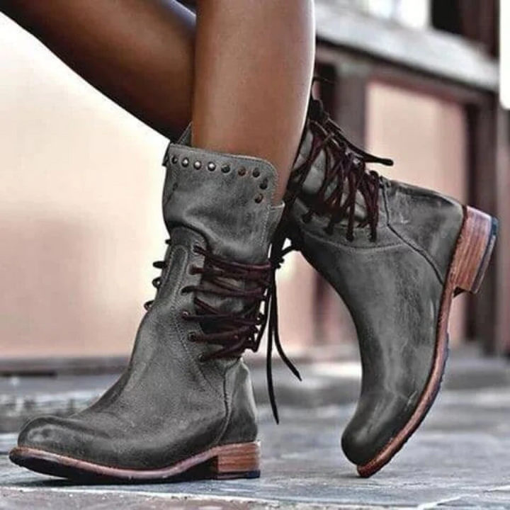 LACE-UP LEATHER BOOTS – GENUINE LEATHER ANKLE BOOTS FOR WOMEN