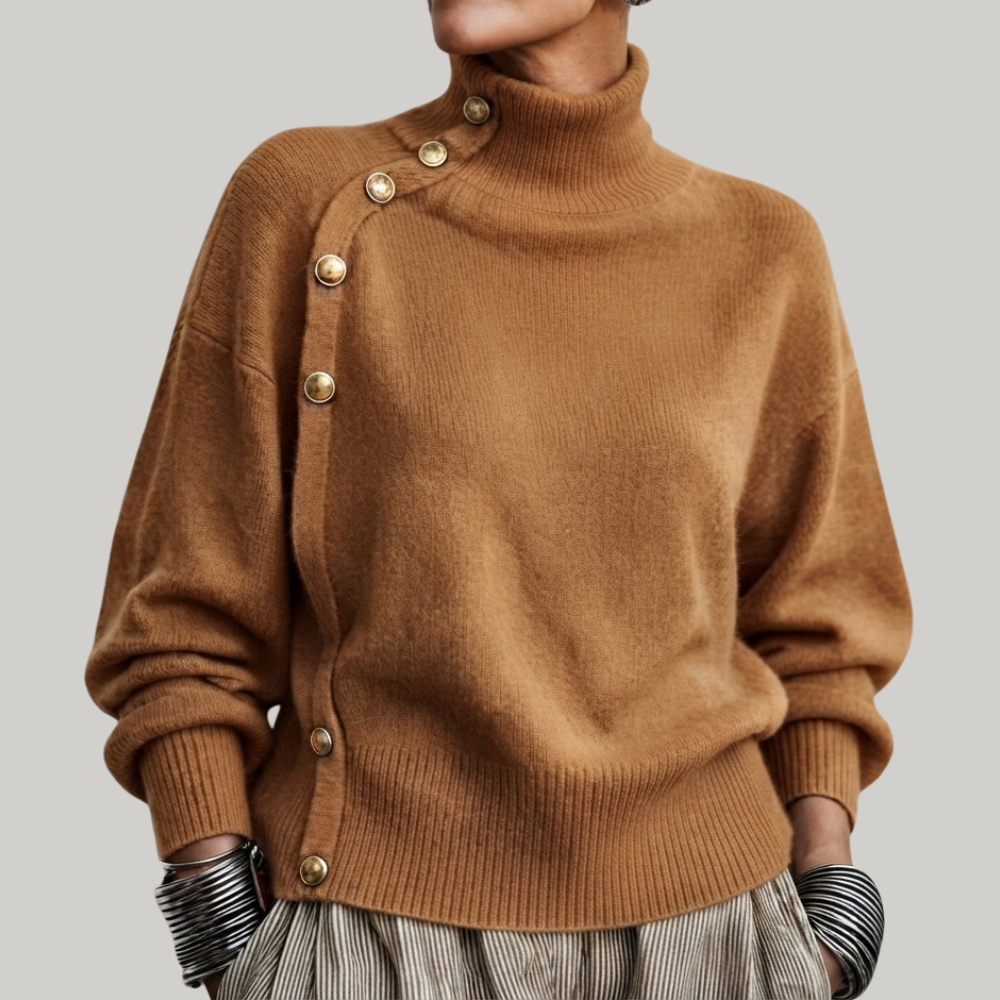 BUTTONED RIBBED PULLOVER FOR WOMEN