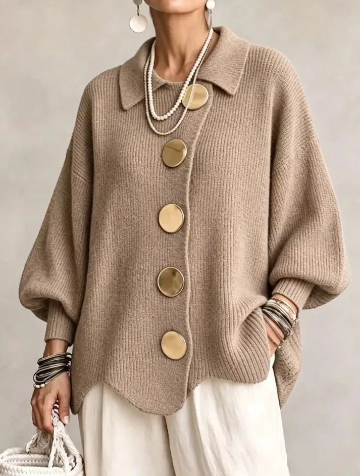WOMEN’S ELEGANT OVERSIZED COLLARED CARDIGAN