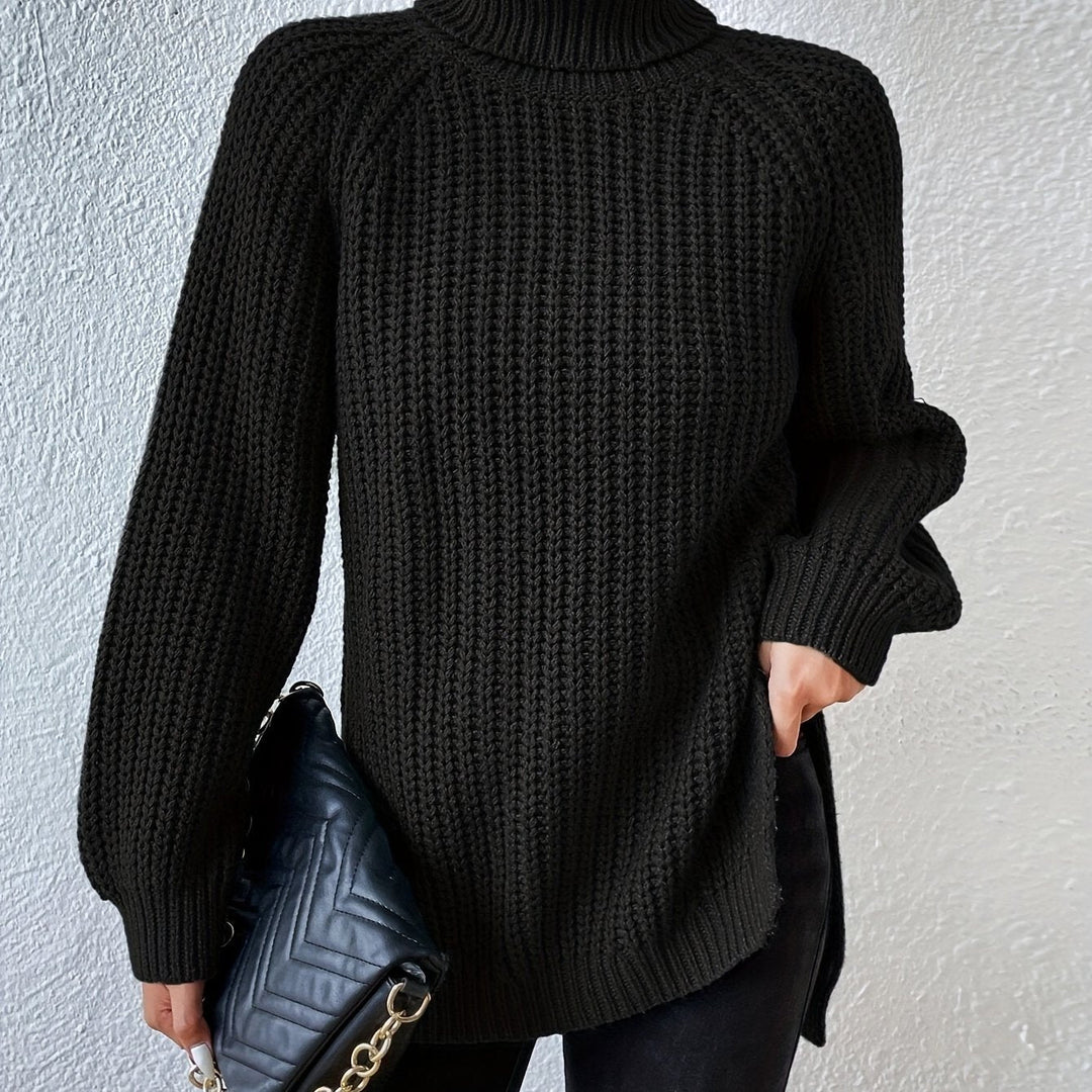 HIGH NECK SWEATSHIRT WITH SPLIT HEM FOR WOMEN