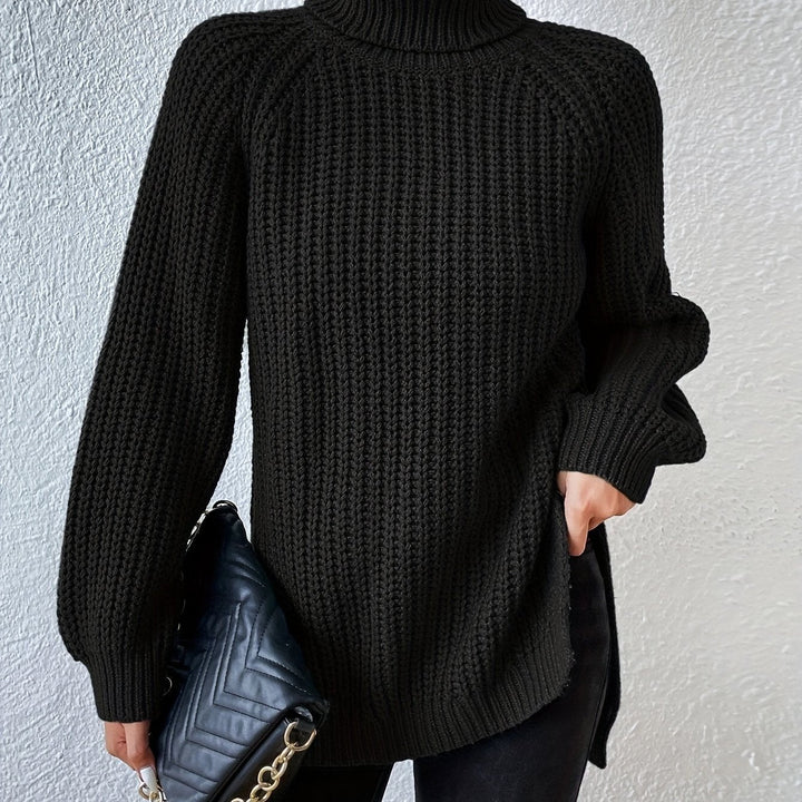 HIGH NECK SWEATSHIRT WITH SPLIT HEM FOR WOMEN