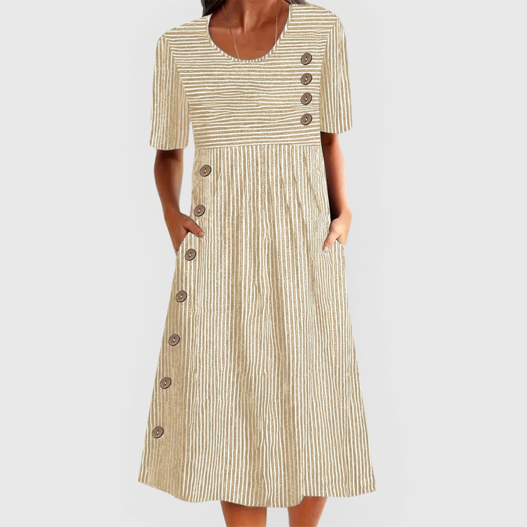 STRIPED MIDI DRESS FOR WOMEN