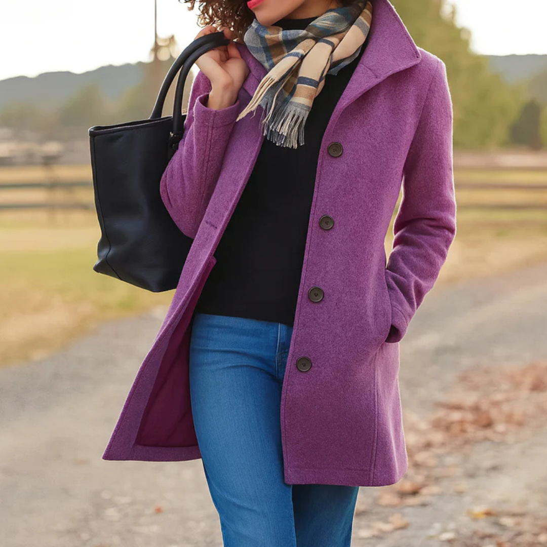 CLASSIC STRAIGHT COAT WITH BUTTONS FOR WOMEN