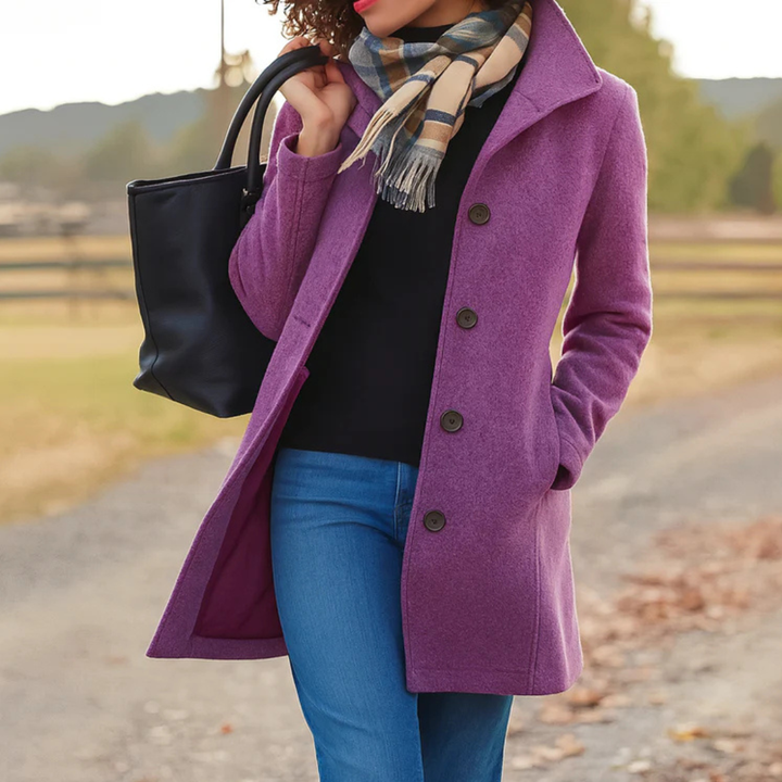 CLASSIC STRAIGHT COAT WITH BUTTONS FOR WOMEN