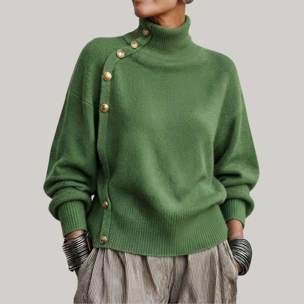 BUTTONED RIBBED PULLOVER FOR WOMEN