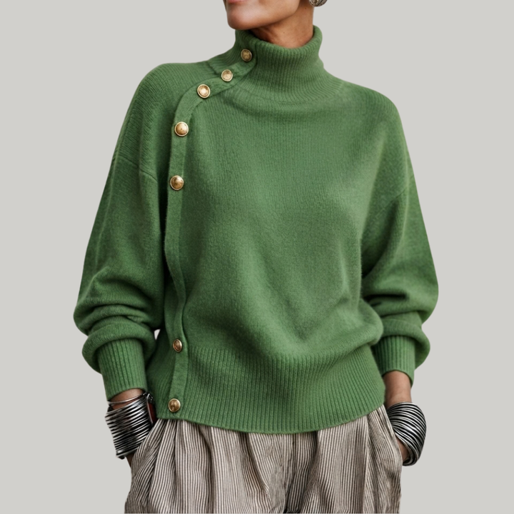 BUTTONED RIBBED PULLOVER FOR WOMEN