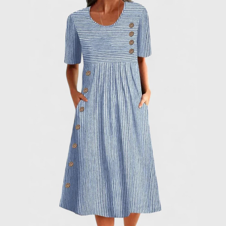 STRIPED MIDI DRESS FOR WOMEN