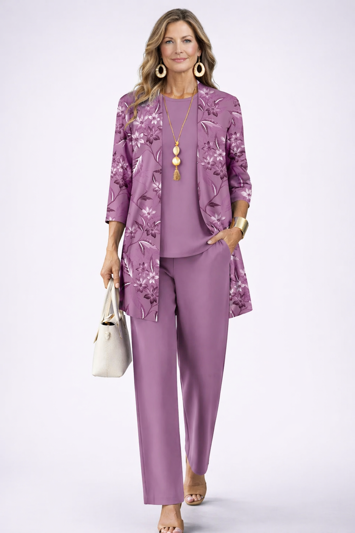 THREE-PIECE FLORAL ENSEMBLE FOR WOMEN