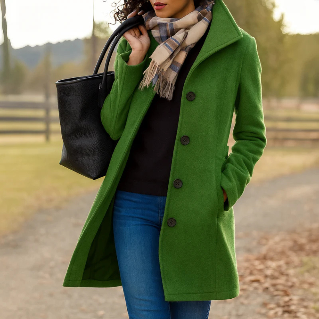 CLASSIC STRAIGHT COAT WITH BUTTONS FOR WOMEN