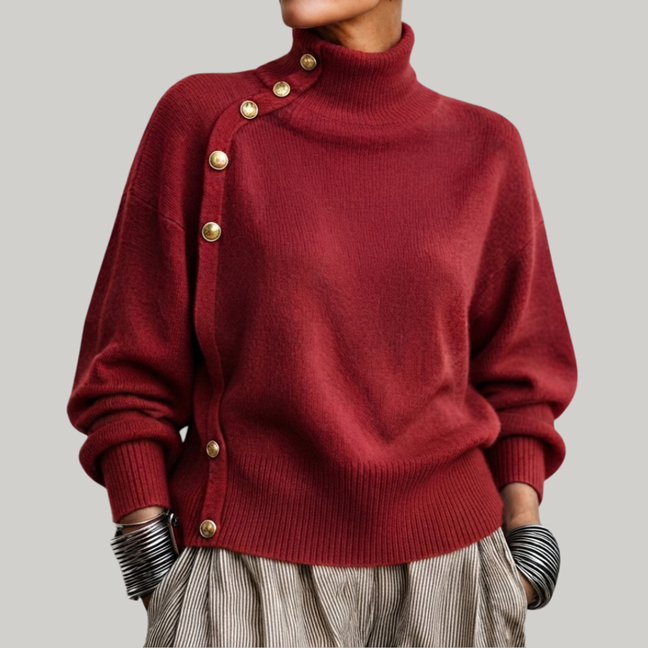 BUTTONED RIBBED PULLOVER FOR WOMEN