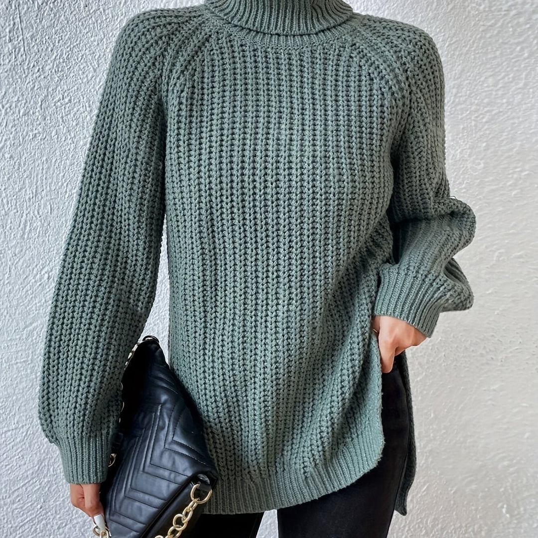 HIGH NECK SWEATSHIRT WITH SPLIT HEM FOR WOMEN