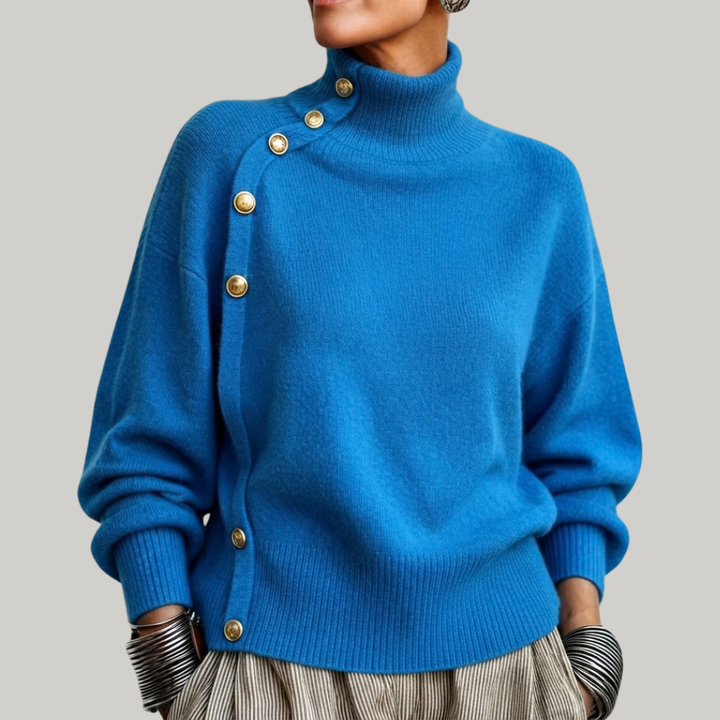 BUTTONED RIBBED PULLOVER FOR WOMEN