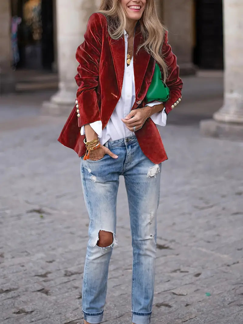 TAILORED BLAZER WITH GOLD BUTTONS FOR WOMEN