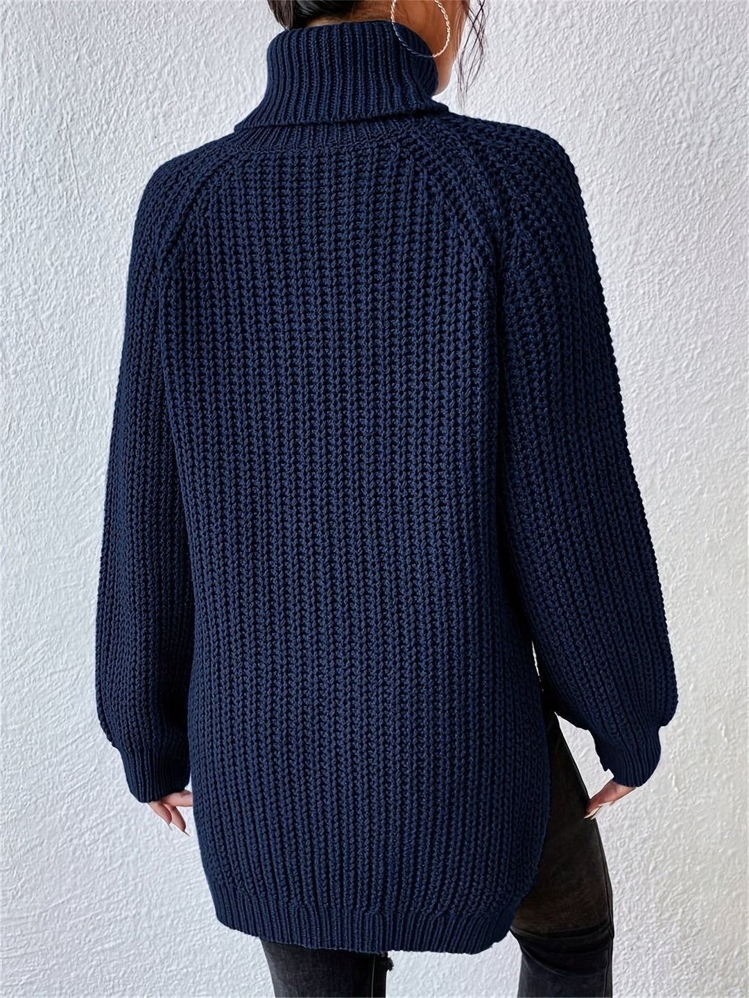 HIGH NECK SWEATSHIRT WITH SPLIT HEM FOR WOMEN