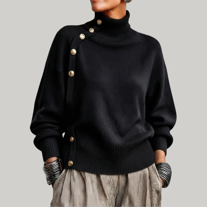 BUTTONED RIBBED PULLOVER FOR WOMEN
