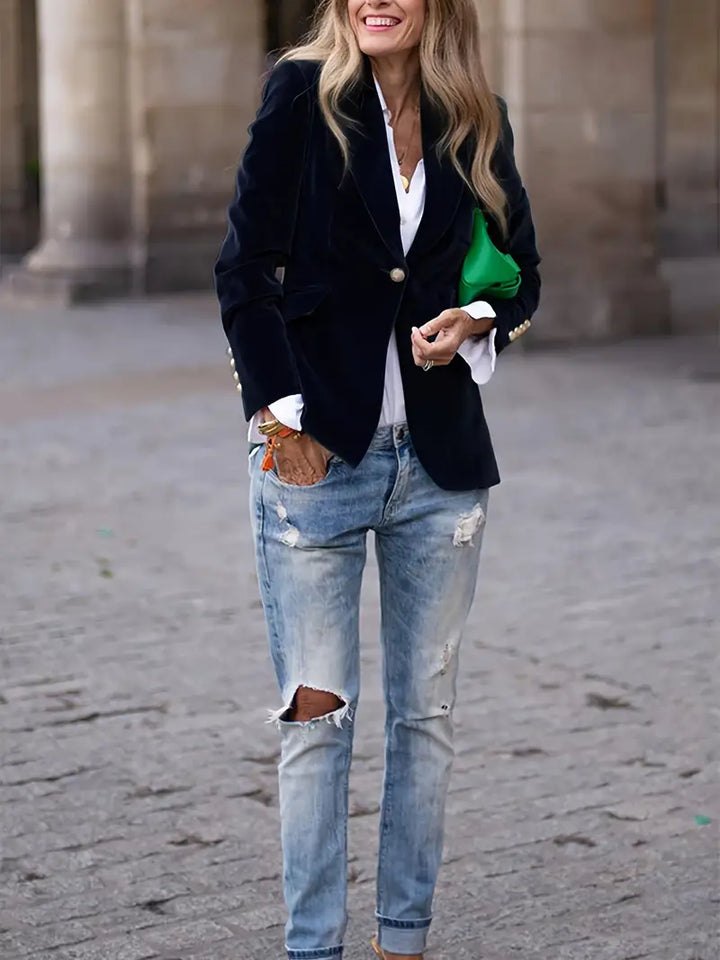 TAILORED BLAZER WITH GOLD BUTTONS FOR WOMEN