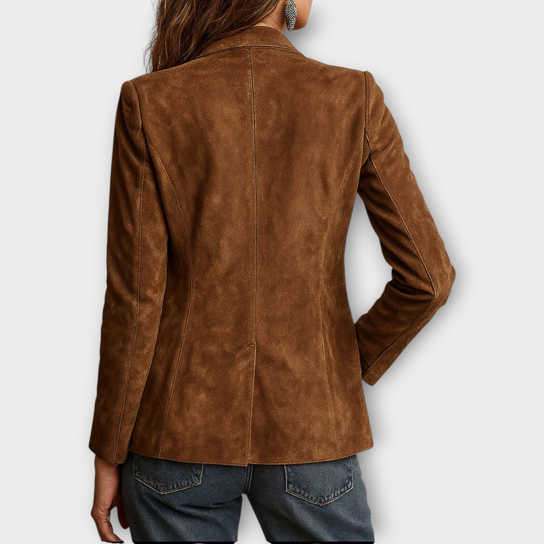 SUEDE BUTTON BLAZER FOR WOMEN