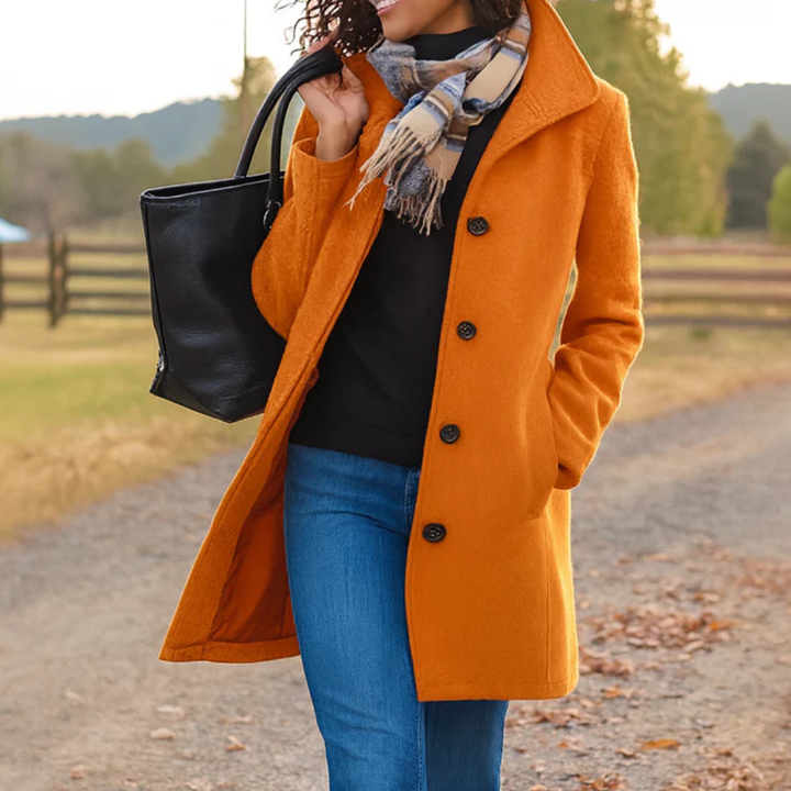 CLASSIC STRAIGHT COAT WITH BUTTONS FOR WOMEN