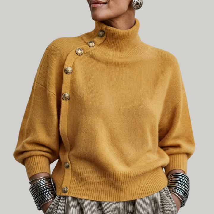 BUTTONED RIBBED PULLOVER FOR WOMEN