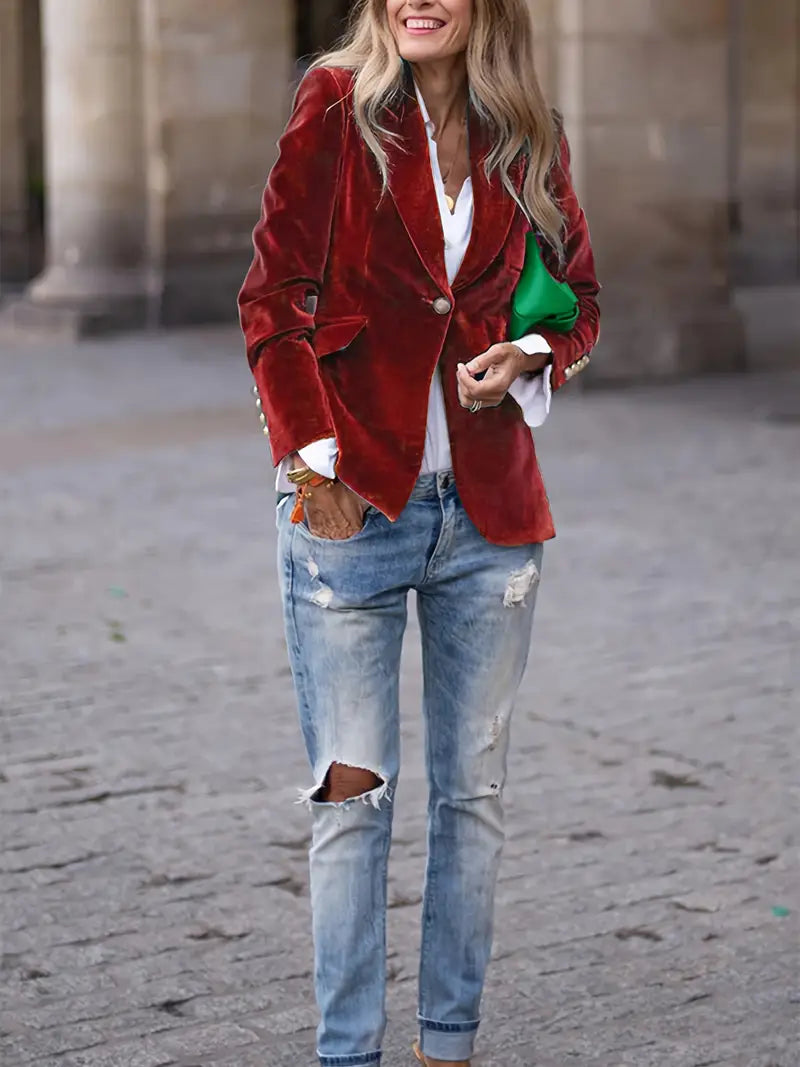 TAILORED BLAZER WITH GOLD BUTTONS FOR WOMEN