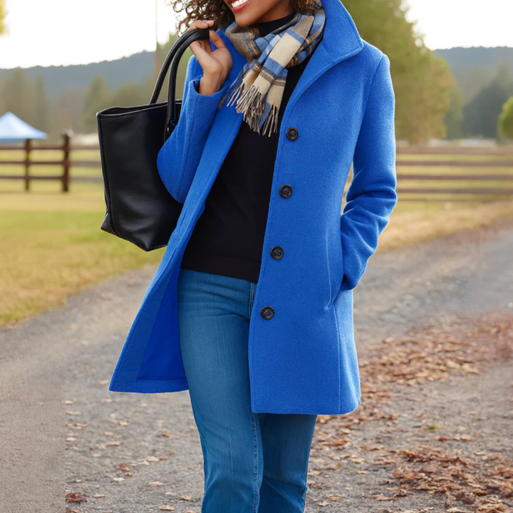 CLASSIC STRAIGHT COAT WITH BUTTONS FOR WOMEN