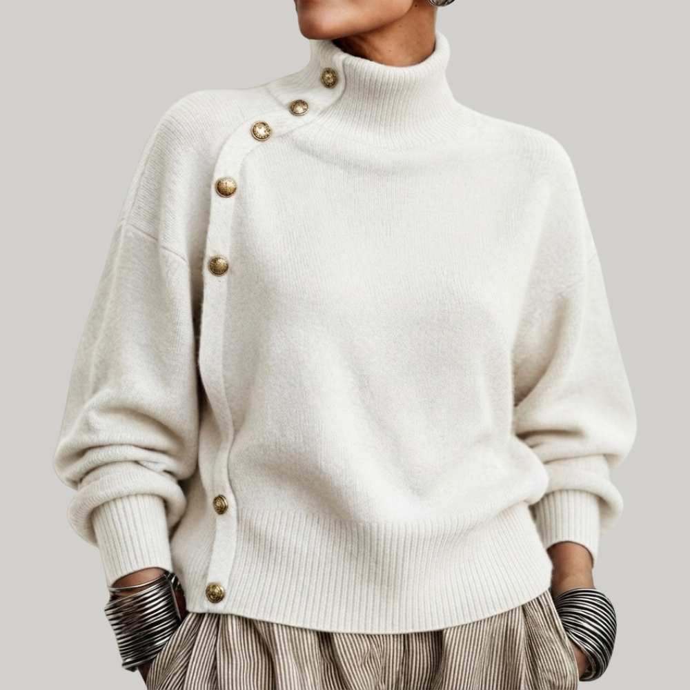 BUTTONED RIBBED PULLOVER FOR WOMEN
