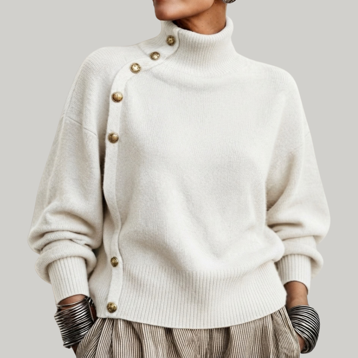 BUTTONED RIBBED PULLOVER FOR WOMEN