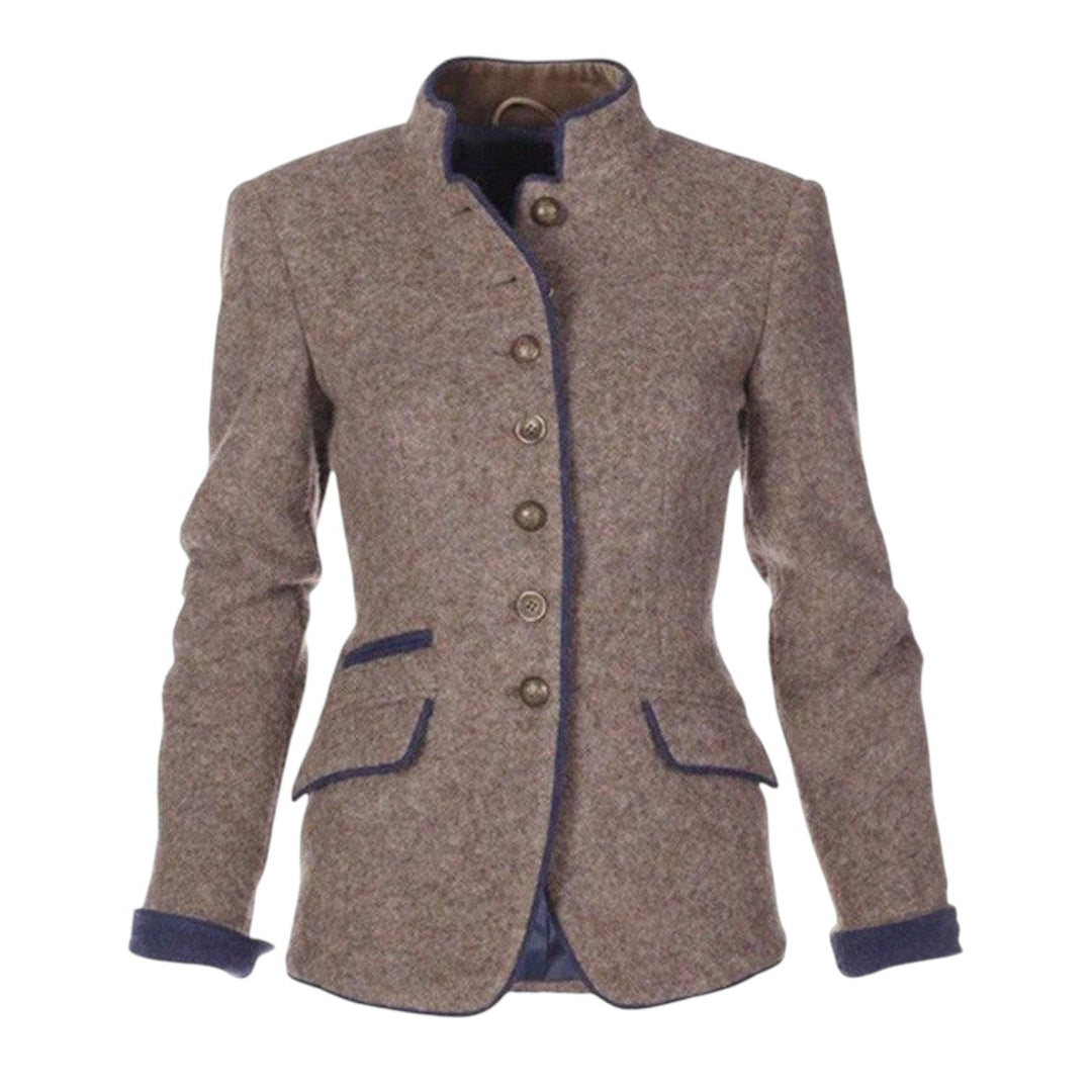 WOMEN’S ELEGANT TAILORED JACKET WITH STAND COLLAR