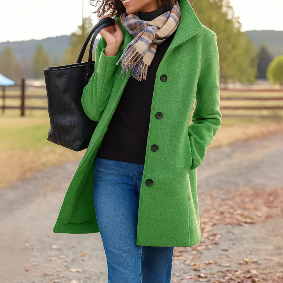 CLASSIC STRAIGHT COAT WITH BUTTONS FOR WOMEN