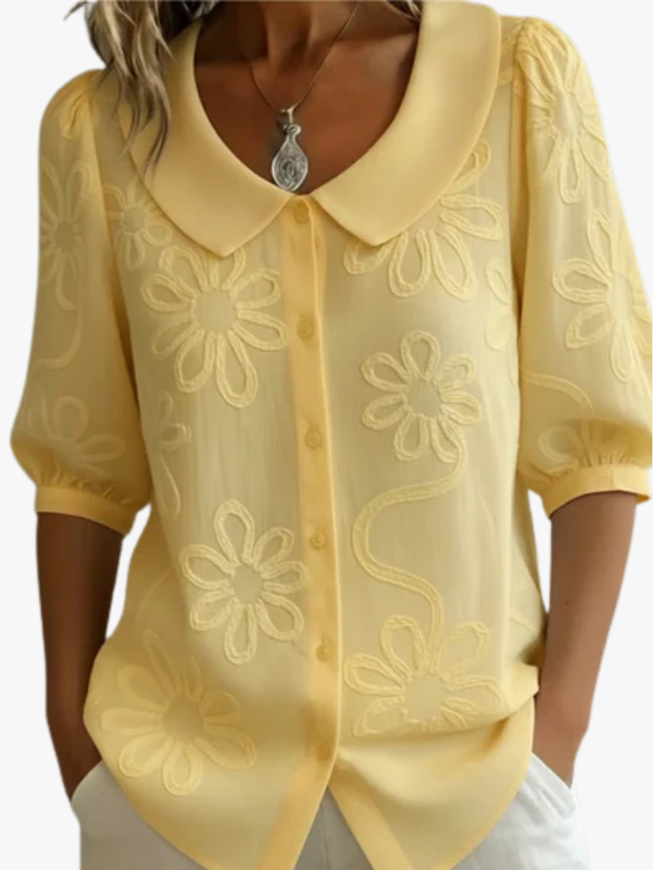 FLOWER TOP WITH ROUND NECKLINE FOR WOMEN