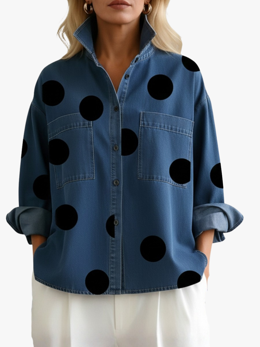 OVERSIZED POLKA DOT BLOUSE FOR WOMEN