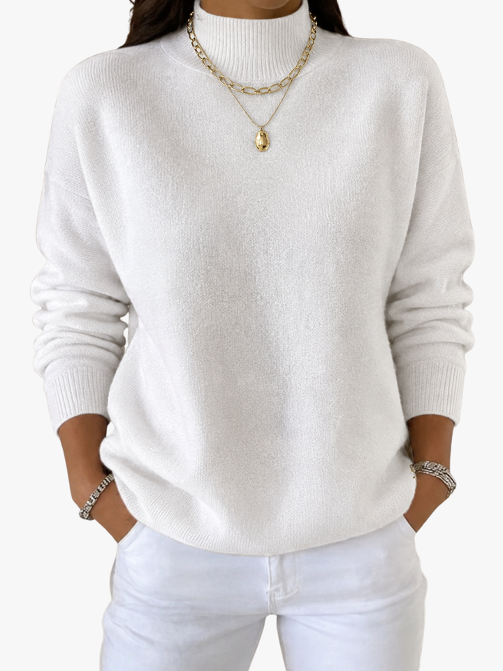 RIBBED SWEATER WITH HIGH COLLAR FOR WOMEN