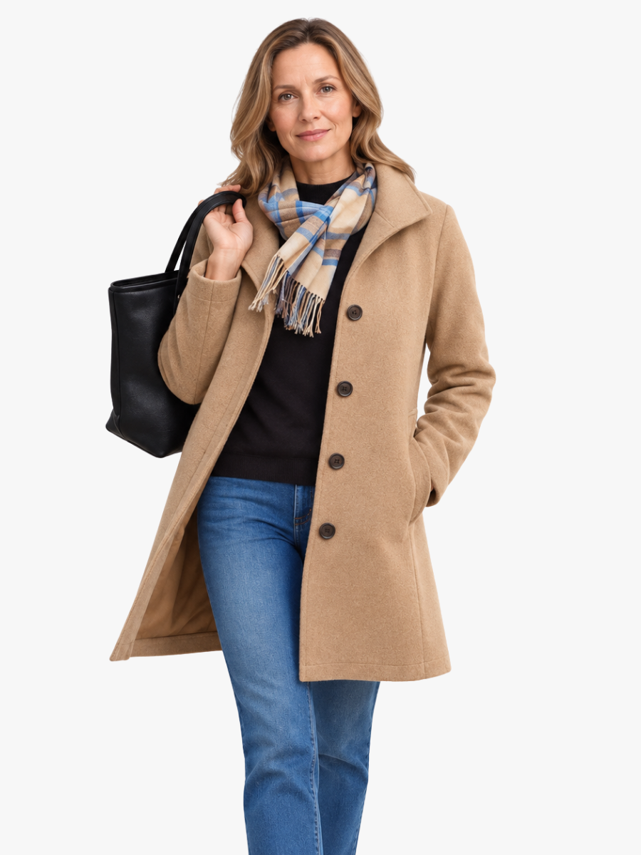 CLASSIC STRAIGHT COAT WITH BUTTONS FOR WOMEN