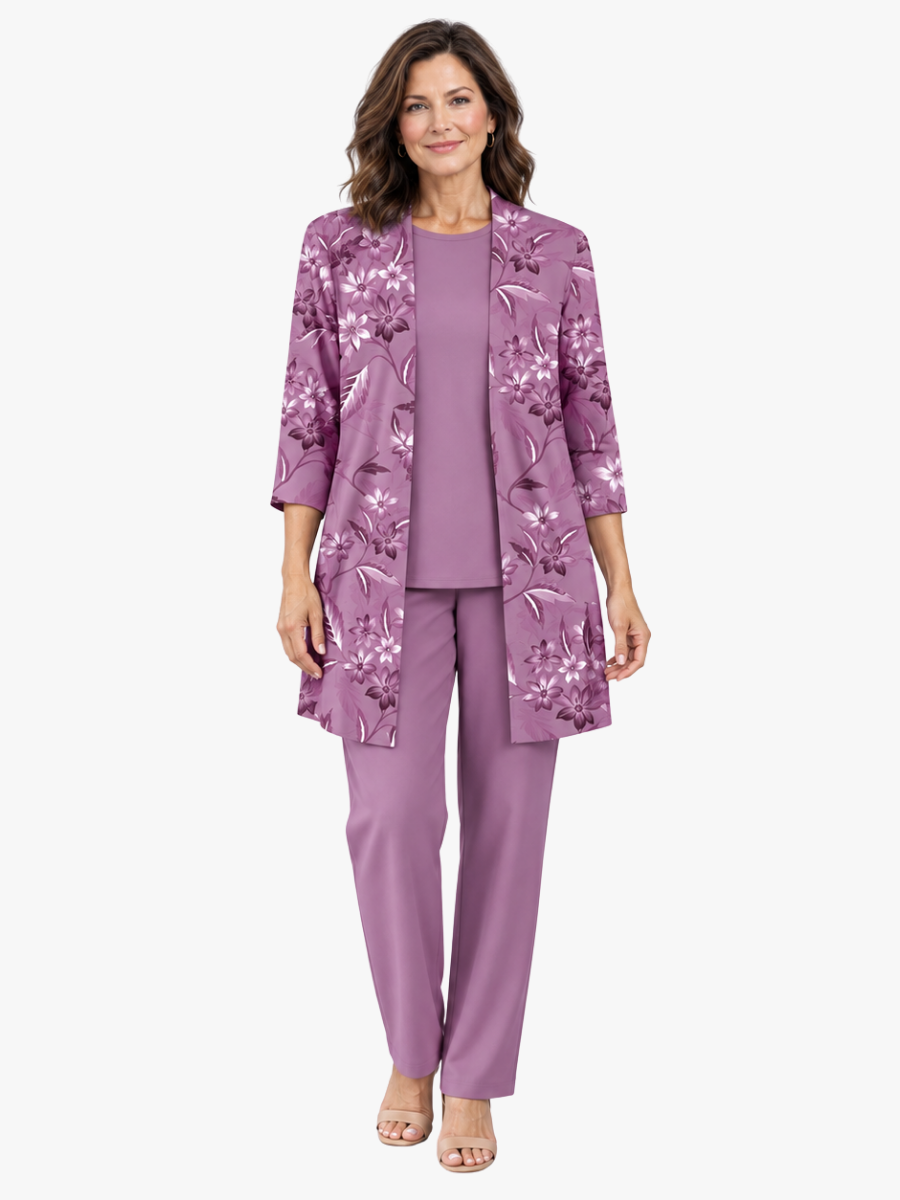 THREE-PIECE FLORAL ENSEMBLE FOR WOMEN