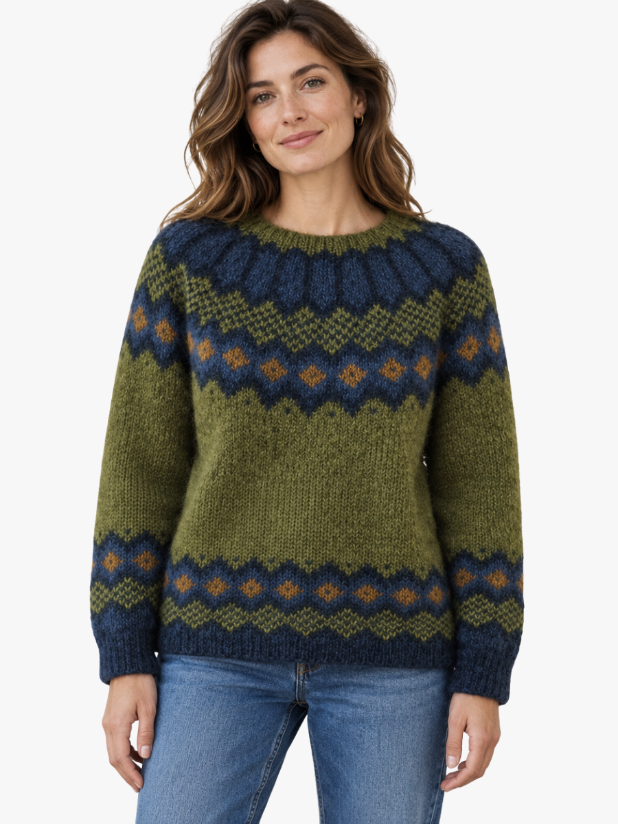 DIAMOND PATTERN SWEATER FOR WOMEN