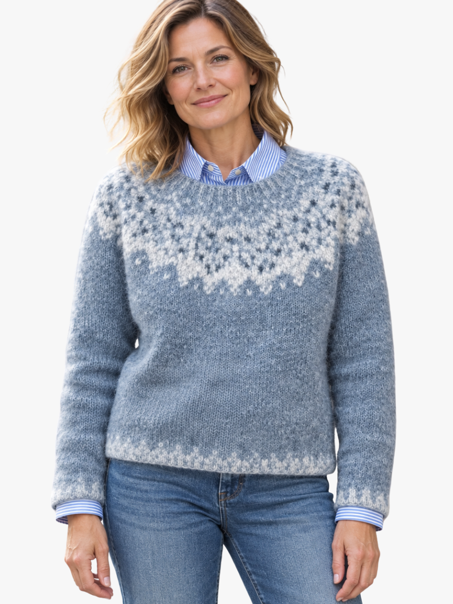 PALE SNOWFLAKE PATTERN PULLOVER FOR WOMEN
