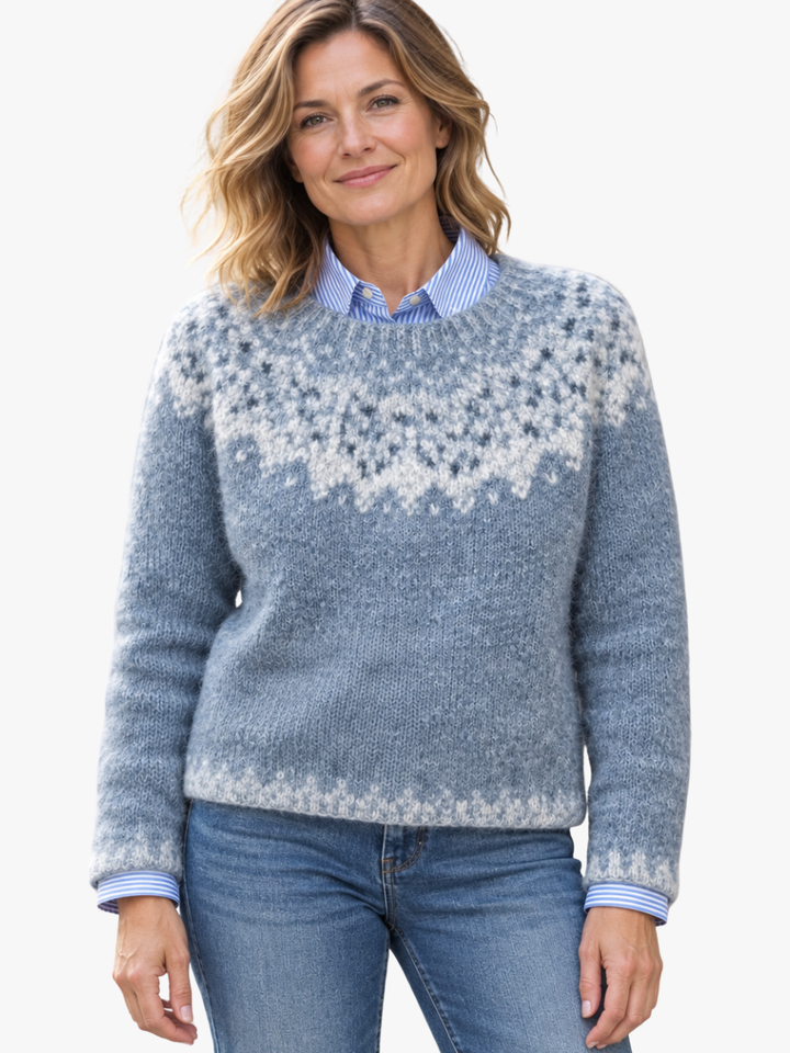 PALE SNOWFLAKE PATTERN PULLOVER FOR WOMEN