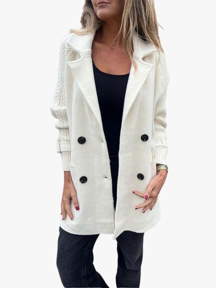 LONG COAT WITH CONTRASTING SLEEVES FOR WOMEN