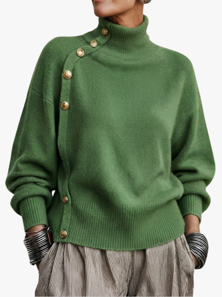 BUTTONED RIBBED PULLOVER FOR WOMEN