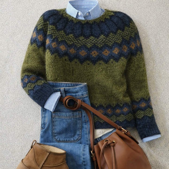 DIAMOND PATTERN SWEATER FOR WOMEN