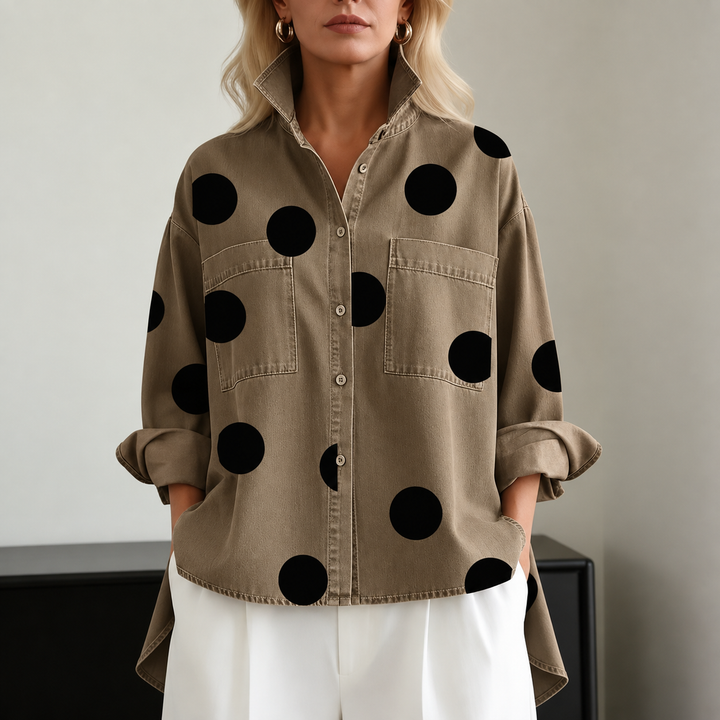 OVERSIZED POLKA DOT BLOUSE FOR WOMEN