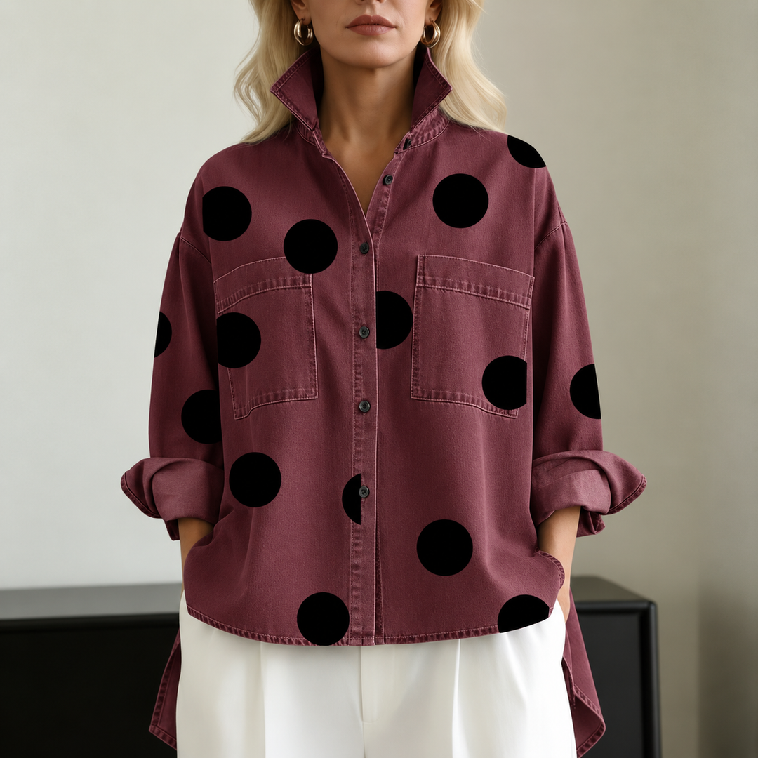 OVERSIZED POLKA DOT BLOUSE FOR WOMEN