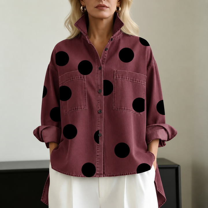 OVERSIZED POLKA DOT BLOUSE FOR WOMEN