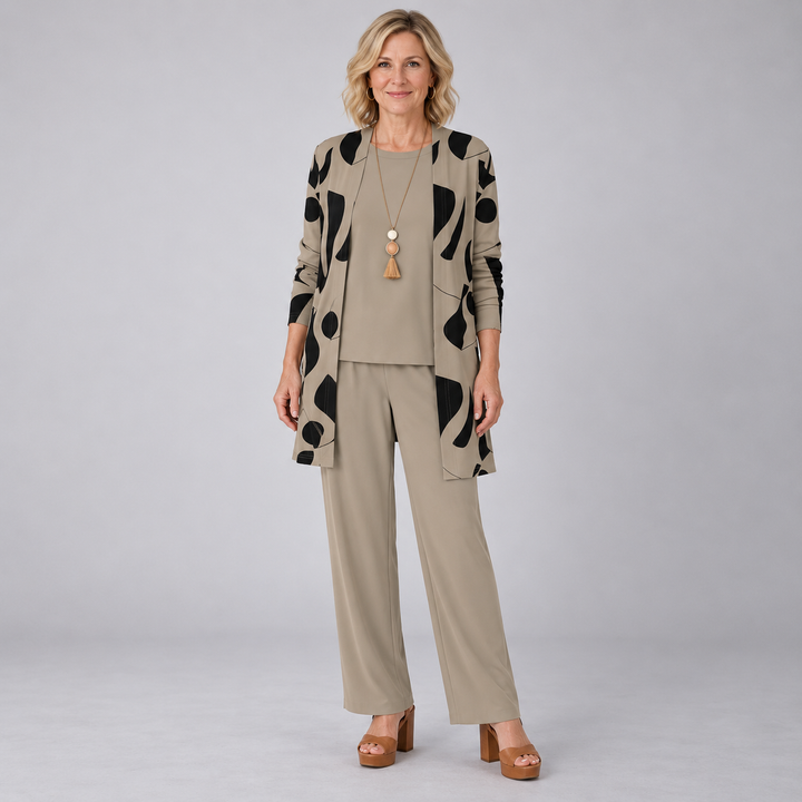 THREE-PIECE ABSTRACT PATTERN SET FOR WOMEN