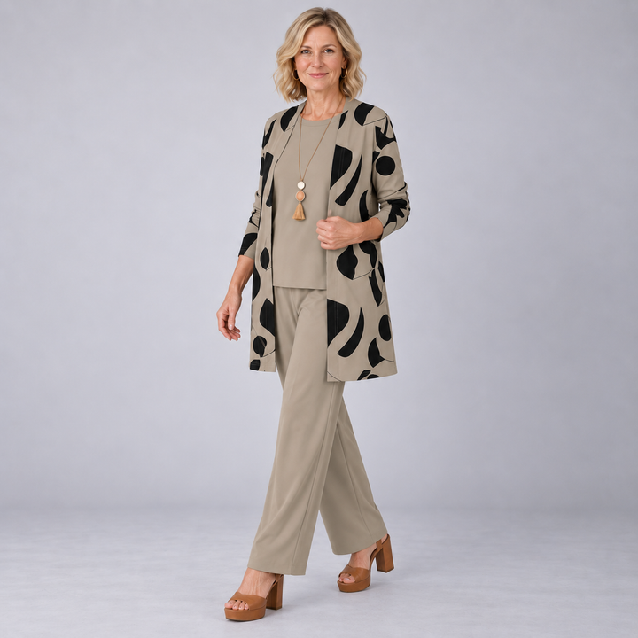 THREE-PIECE ABSTRACT PATTERN SET FOR WOMEN