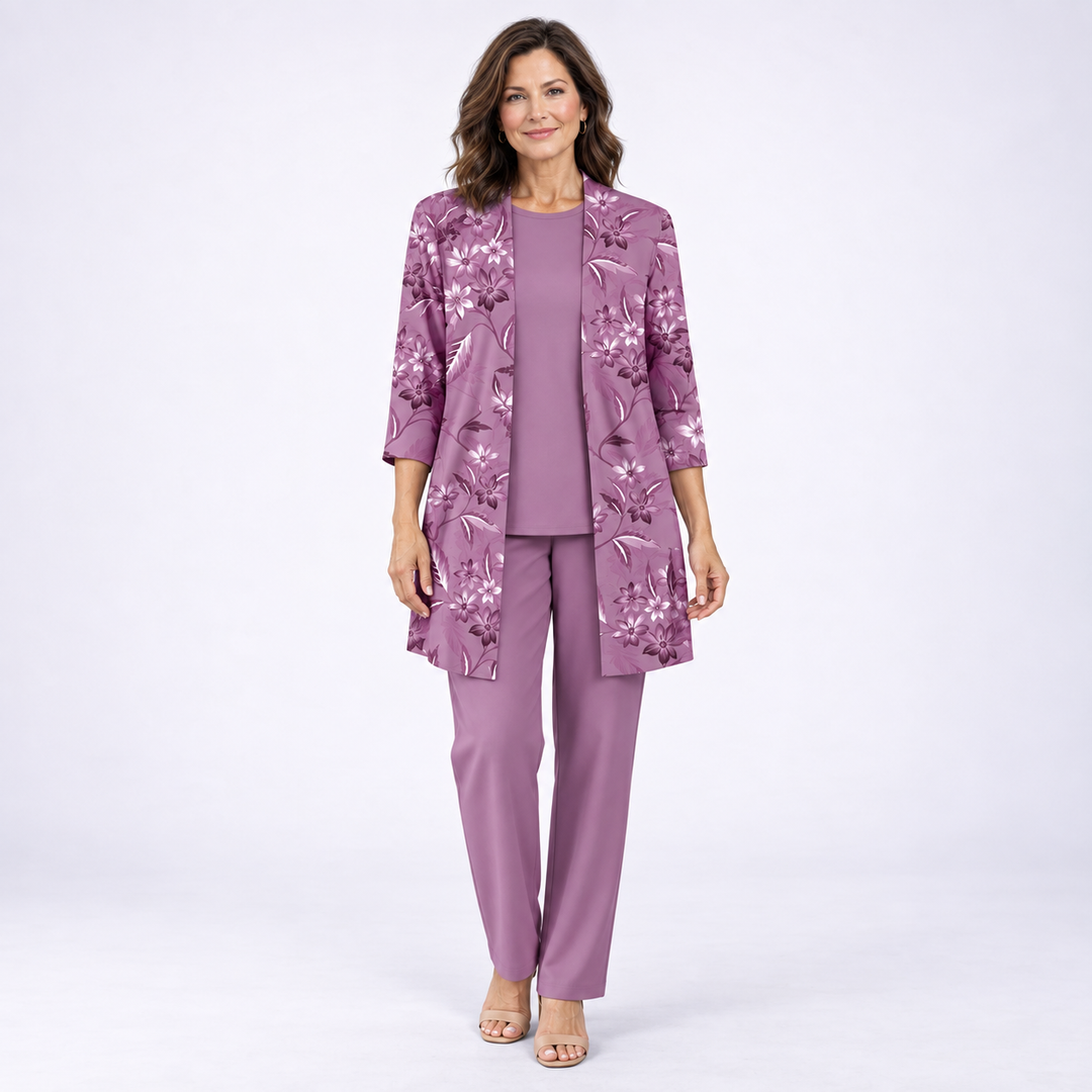 THREE-PIECE FLORAL ENSEMBLE FOR WOMEN
